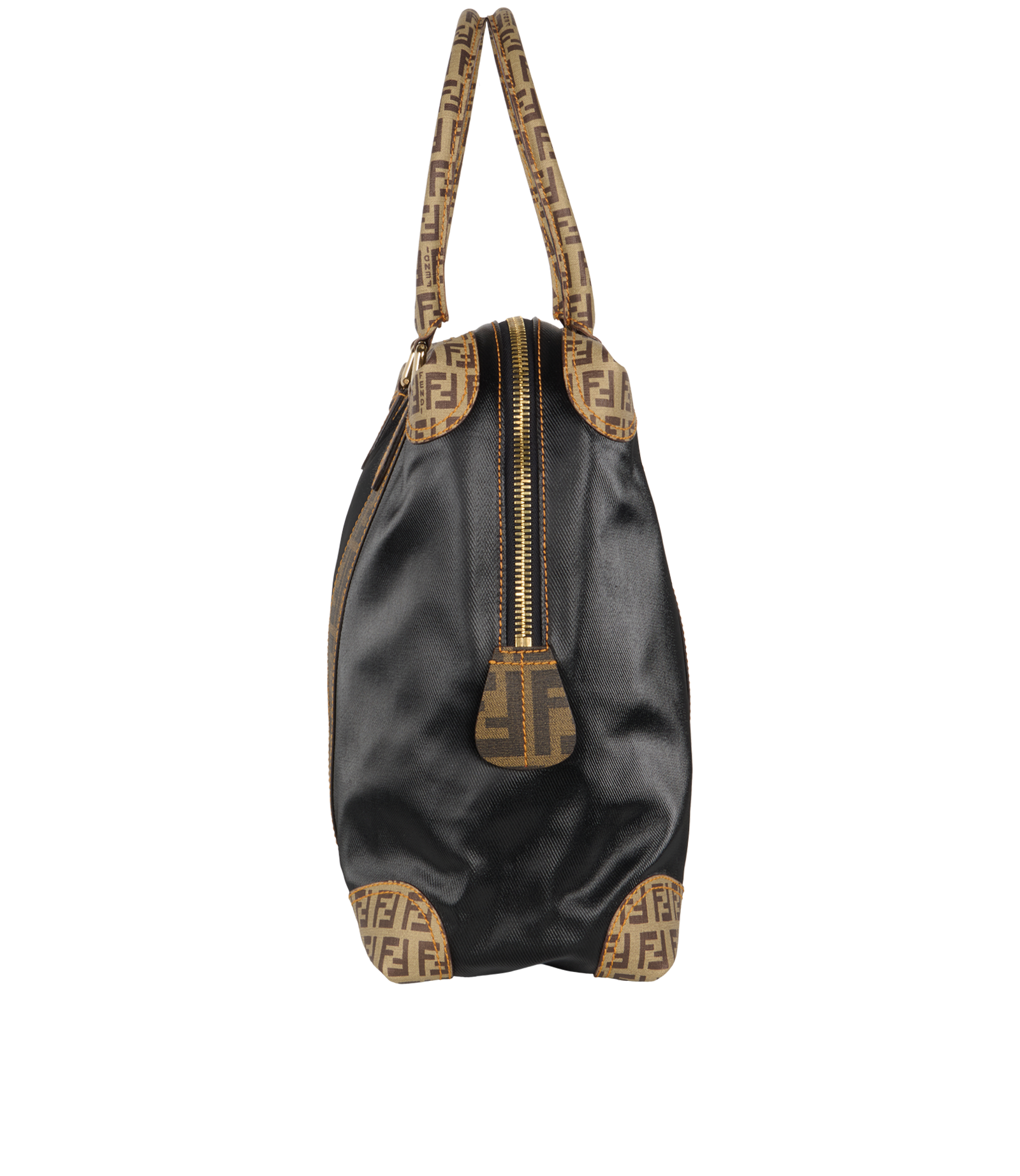 Top Handle Tote, &pound;495, Handbags, Black/Brown, Coated Canvas, Bottom view